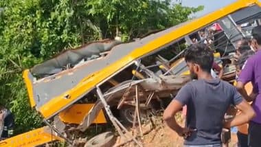 Bus Accident in Tamil Nadu: तमिलनाडु में बड़ा हादसा: रेलवे ट्रैक पार कर रही स्कूल बस को ट्रेन ने मारी टक्कर; 3 छात्रों की मौत, एक्सीडेंट का VIDEO आया सामने