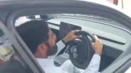 Ekanath Shinde Driving Tesla: महाराष्ट्र विधानसभा परिसर में उपमुख्यमंत्री एकनाथ शिंदे ने लिया टेस्ला कार का टेस्ट ड्राइव, आदित्य ठाकरे ने कही ये बात (Watch Video)