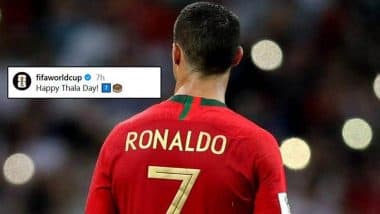 'Happy Thala Day' MS धोनी के जन्मदिन पर FIFA वर्ल्ड कप ने खास अंदाज़ में दी बधाई, जर्सी नंबर 7 में दिखे दिग्गज फुटबॉलर रोनाल्डो