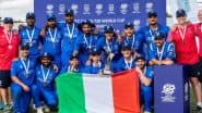 ITA vs SCO, ICC Mens T20 World Cup Europe Qualifier 2025 Scorecard: रोमांचक मुकाबले में इटली ने स्कॉटलैंड को 12 रनों से हराया, हैरी मनेटी ने की ऑलराउंड प्रदर्शन; यहां देखें मैच का स्कोरकार्ड