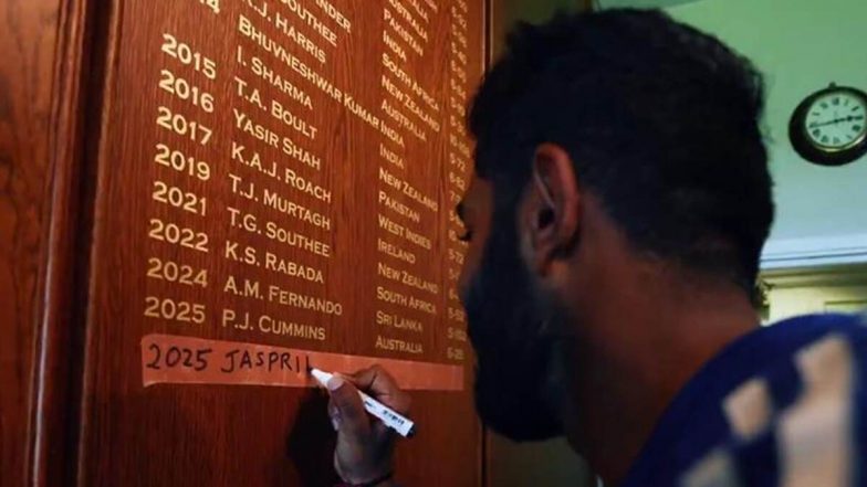 IND vs ENG 3rd Test 2025: लॉर्ड्स में जसप्रीत बुमराह ने पांच विकेट लेकर ऑनर्स बोर्ड पर दर्ज कराया अपना नाम, BCCI ने खास अंदाज़ में दी बधाई, देखें वीडियो