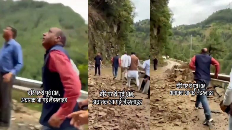 VIDEO: मंडी में भयानक लैंडस्लाइड, पलक झपकते ही गिरा पहाड़, पूर्व CM जयराम ठाकुर ने भागकर बचाई जान