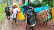 Pune Viral Video: पुणे के करीब भोर में मरीज को इलाज के लिए पालकी में बिठाकर तीन किलोमीटर ले गए ग्रामीण, बारिश के मौसम में मजबूर लोगों का वीडियो उठा रहा है कई सवाल