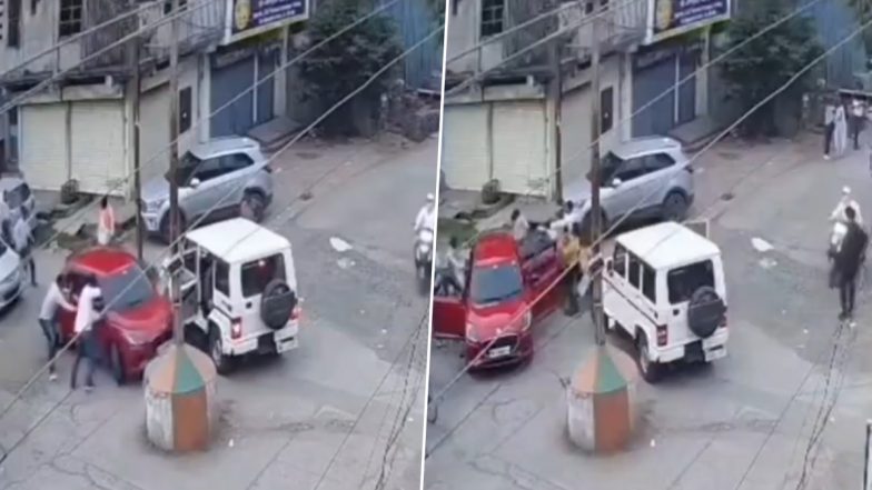 Nagpur Shocker: डकैती करके भाग रहे आरोपियों को पुलिस ने फ़िल्मी स्टाइल में धर दबोचा, वर्धा के चौक में कार के सामने लगा दी गाड़ी; VIDEO