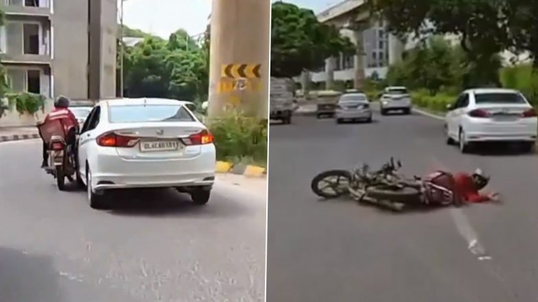 Delhi Road Accident: लापरवाही की हद है! फोन पर बात कर रहे डिलीवरी बॉय को कार सवार ने मारी टक्कर, दिल्ली में बीच सड़क पर हुआ हादसा; VIDEO