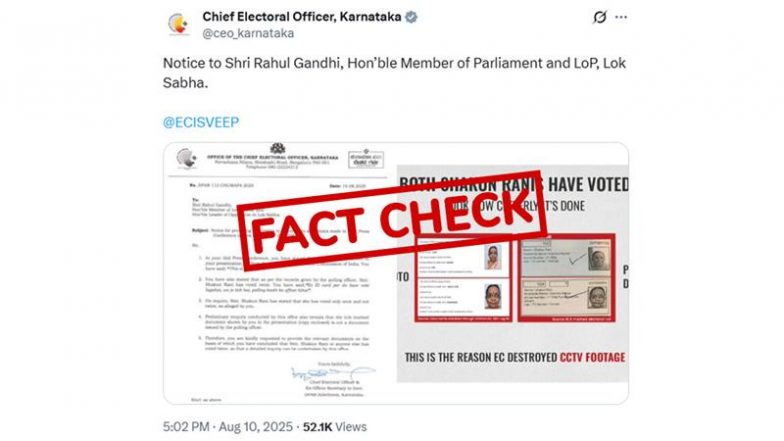 Fact Check: क्या शकुन रानी ने दो बार मतदान किया था? चुनाव आयोग ने फिर खारिज किया राहुल गांधी का वोट फ्रॉड वाला दावा, जारी किया नोटिस