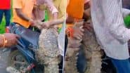 Etah: हिम्मत हो तो ऐसी! गांव में घुसे मगरमच्छ को लोगों ने रस्सी से बांधा, फिर बाइक पर लिटाकर 3 युवकों ने नदी में छोड़ा, एटा जिले का वीडियो देखकर लोग हैरान; VIDEO