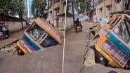 Hyderabad Road Cave In Video: बंजारा हिल्स रोड पर 10,000 लीटर पानी का टैंकर गड्ढे में गिरा, ड्राइवर और क्लीनर घायल