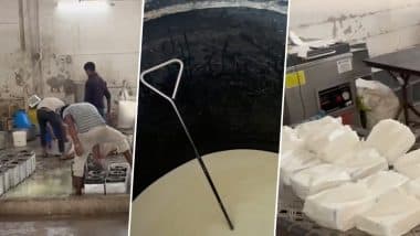 Fake Paneer Factory Busted: लोगों के स्वास्थ के खिलवाड़! पाम ऑयल और इंडस्ट्रियल एसिड से बनाया जा रहा था पनीर, मेहसाना में 650 किलो पनीर एफडीए ने किया जब्त; VIDEO