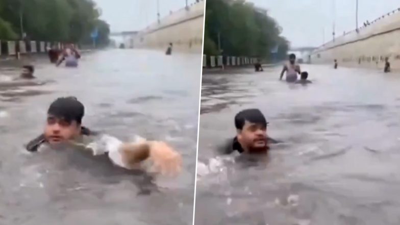 Delhi Rain: दिल्ली में जोरदार बारिश! सड़कों पर हुए जलभराव में स्विमिंग करने लगे लोग, VIDEO आया सामने