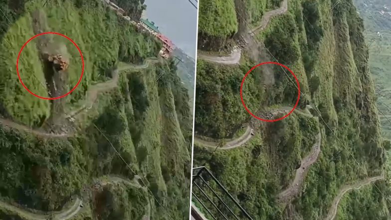 Shimla JCB Accident: हिमाचल प्रदेश में भीषण हादसा! शिमला में पहाड़ से सड़क पर गिरा मलबा हटाते हुए जेसीबी 300 फीट खाईं में गिरी, ड्राइवर की मौत; VIDEO