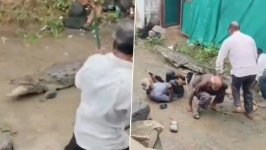 Neemuch: नीमच के गांव में घुसा मगरमच्छ, रेस्क्यू करने के दौरान लोगों पर किया हमला, भयावह VIDEO आया सामने