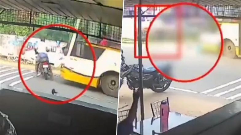 Tamilnadu Horror: बाप रे...हाईवे पर यू-टर्न ले रहे बाइक सवार को बस ने कुचला, पैदल चल रहे शख्स को भी रौंदा (Watch Video)