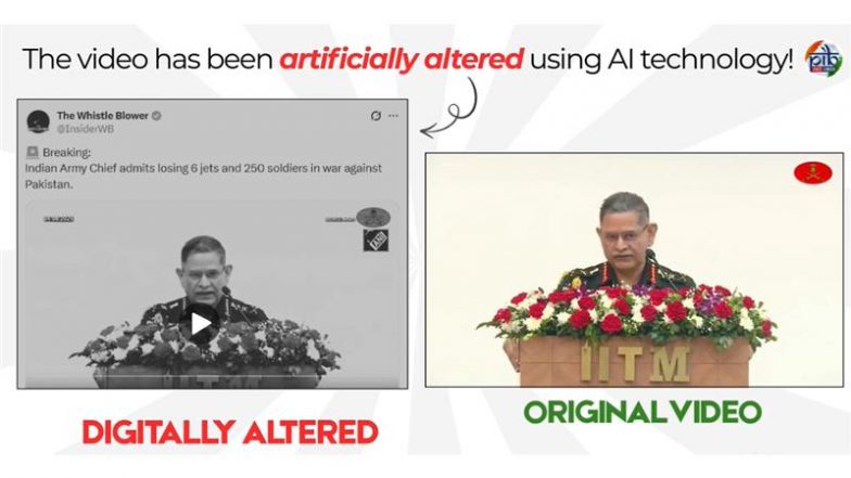 Fact Check: भारतीय सेना प्रमुख का डीपफेक वीडियो वायरल, देश की सुरक्षा को लेकर भ्रम फैलाने की कोशिश; PIB ने जारी किया अलर्ट