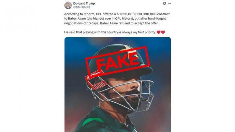 Did Babar Azam Receive Multi-Billion Dollar Offer? क्या बाबर आजम को CPL से मिला रिकॉर्ड तोड़ मल्टी-बिलियन डॉलर का ऑफर? जानिए क्या हैं वायरल दावें की सच्चाई