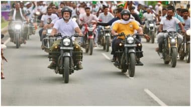 Rahul Gandhi Bullet Ride Video: बिहार में 'वोटर अधिकार यात्रा' के खिलाफ रैली, राहुल गांधी-तेजस्वी यादव ने की बुलेट की सवारी; देखें वीडियो