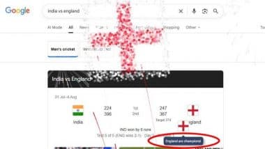 Google Search Fireworks Animation Labels England As Champions: आखिरी टेस्ट में भारत की जीत वावजूद गूगल ने इंग्लैंड को दिखाया विजेता, फायरवर्क्स एनिमेशन से फैंस भड़के, देखें रिएक्शन