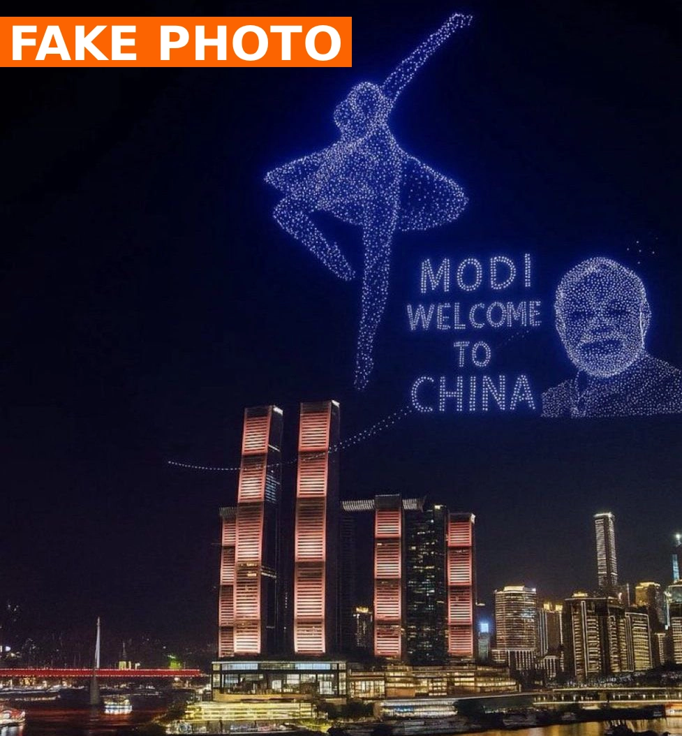PM Modi China Drone Show Fake Image