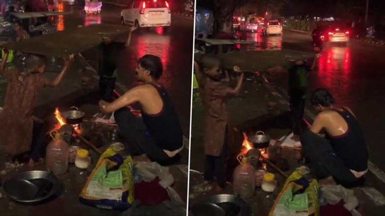 Emotional Video: सड़क के किनारे बारिश में भीगते हुए शख्स बना रहा था खाना, बच्चों ने ऐसे की पिता की मदद, वीडियो देख भावुक हो जाएंगे आप