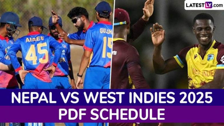 NEP vs WI T20I Series 2025 Full Schedule: शारजाह में खेला जाएगा नेपाल बनाम वेस्टइंडीज 3 मैचों का रोमांचक टी20 सीरीज, जानिए टाइम टेबल और वेन्यू के साथ पूरा शेड्यूल