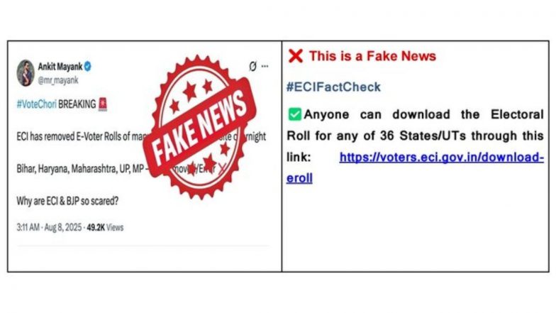 FACT CHECK: क्या यूपी, बिहार, महाराष्ट्र और मध्य प्रदेश की ई-वोटर लिस्ट वेबसाइट से हटा दी गई है? ECI ने वायरल दावे को बताया भ्रामक