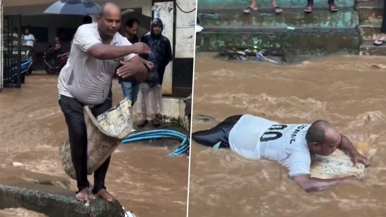 VIDEO: भारी बारिश के बीच पानी से भरी सड़क पर मजे से तैरता दिखा शख्स, लोग बोले- मुंबई में मनोरंजन कभी नहीं रुकता