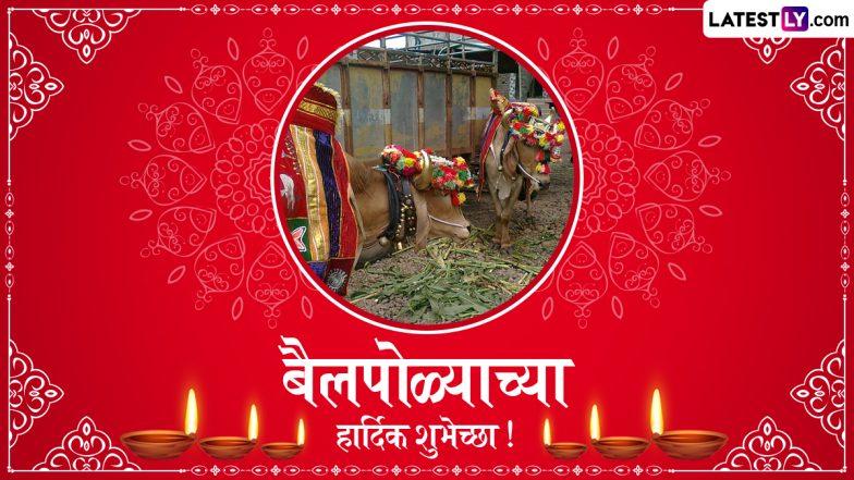 Bail Pola 2025 Wishes in Marathi: बैल पोला पर इन शानदार WhatsApp Stickers, GIF Greetings, और HD Wallpapers को शेयर कर दें हार्दिक बधाई