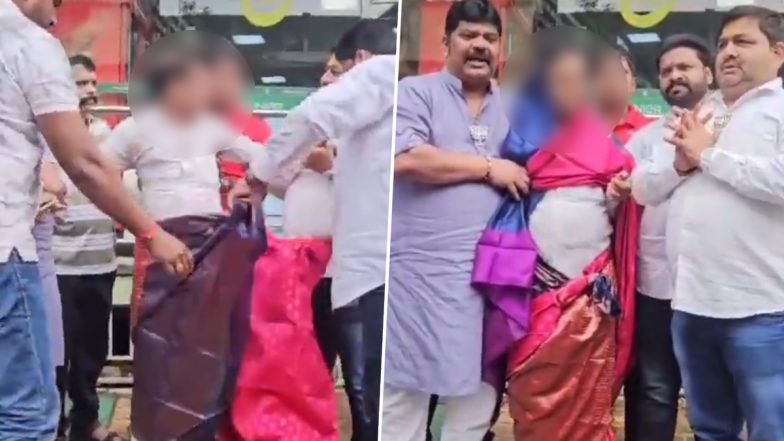 VIDEO: PM का आपत्तिजनक फोटो किया शेयर, BJP नेताओं ने बुजुर्ग कांग्रेस कार्यकर्ता को पहनाई साड़ी, ठाणे के डोंबिवली का वीडियो आया सामने