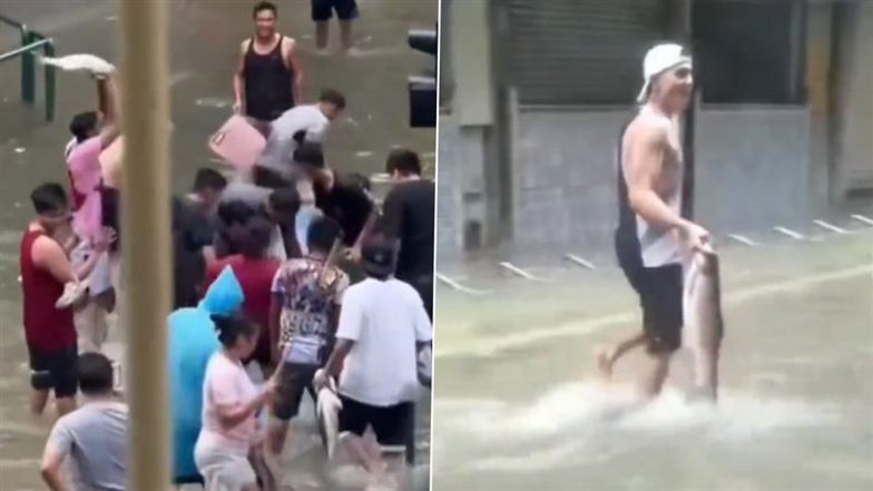 Viral Video: टाइफून रागासा से मकाओ में जलसैलाब, बाढ़ में मछली पकड़ते नजर आए स्थानीय