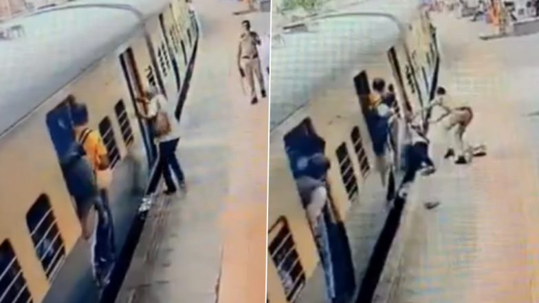 VIDEO: चलती ट्रेन में चढ़ने के प्रयास में नीचे गिरा यात्री गेट से लटका, RPF जवान की बहादुरी से बची बुजुर्ग की जान, चेन्नई का वीडियो आया सामने