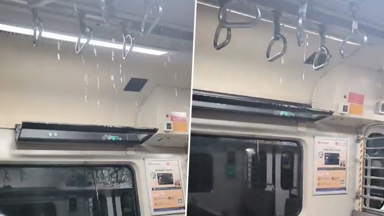 Mumbai AC Local: मुंबई में बारिश के कारण एसी लोकल ट्रेन की छत से टपकने लगा पानी, यात्री हुए परेशान, VIDEO आया सामने