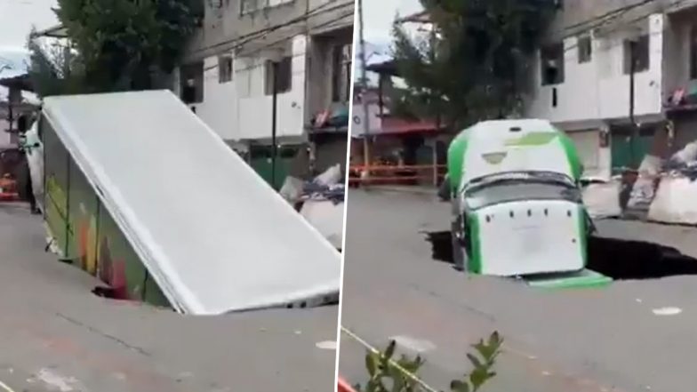 Mexico Truck Accident: सड़क पर अचानक हुए गड्डे में धंसा सोडा डिलीवरी का ट्रक, मेक्सिको का VIDEO आया सामने