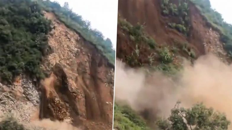 VIDEO: शिमला के ठियोग के पास दरका पहाड़, मलबा आने से बंद हुई सड़क; लोगों में दहशत का माहौल