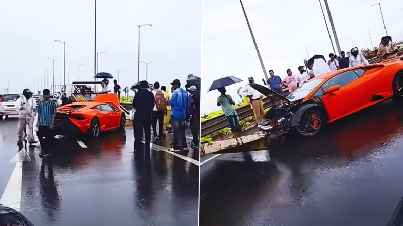 Lamborghini Crash at Worli Sea Face in Mumbai: मुंबई कोस्टल रोड पर सड़क हादसा, तेज़ रफ्तार लेम्बॉर्गिनी डिवाइडर से टकराई, देखें वीडियो