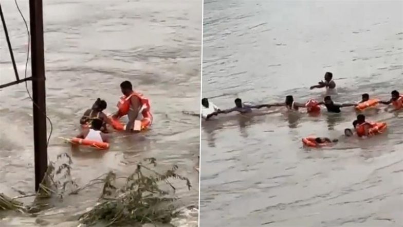 VIDEO: महाराष्ट्र के सोलापुर में टला बड़ा हादसा, कपड़े धोते समय नदी के बहाव में फंसी महिला, बहादुर युवकों ने ऐसे बचाई जान