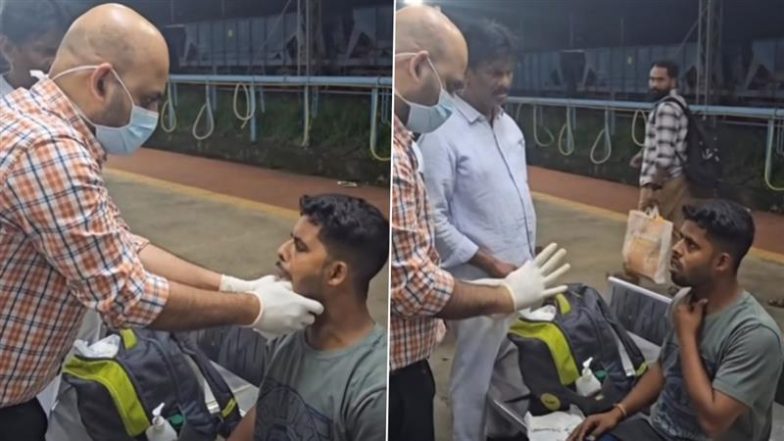 Viral Video: पलक्कड़ में ट्रेन पकड़ने से पहले यात्री के जबड़े में लगी चोट, केरल के डॉक्टर ने प्लेटफॉर्म पर ही किया उपचार