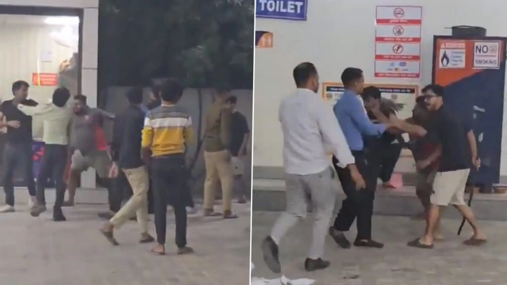 नोएडा के पेट्रोल पंप पर कर्मचारी के साथ मारपीट. 