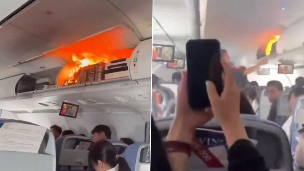 हांगझोउ से सियोल जा रही एयर चाइना की फ्लाइट CA139 में लगी आग.