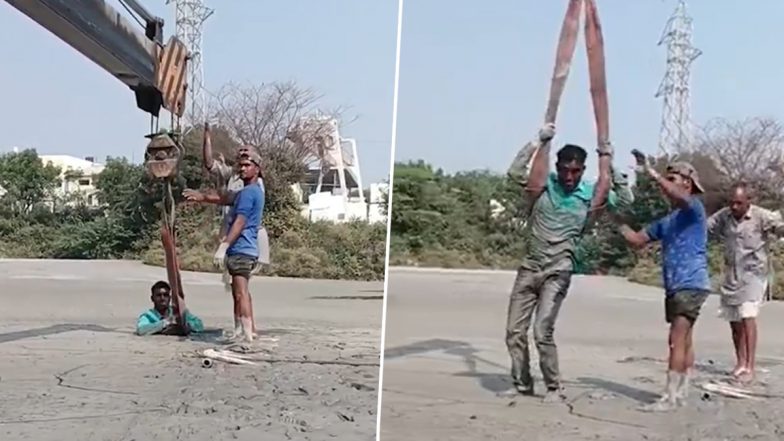 VIDEO: दलदल में गले तक फंसा युवक, घंटों की मशक्कत के बाद क्रेन से निकाला गया बाहर, राजस्थान के किशनगढ़ का वीडियो आया सामने