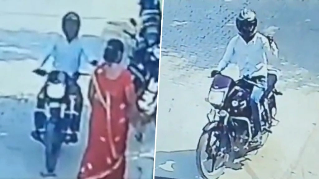 आगरा में बीच सड़क पर महिला के साथ चेन स्नेचिंग.