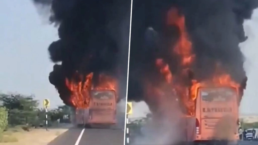 जैसलमेर से जोधपुर जा रही बस में लगी आग. 10 से 12 लोगों के मौत की आशंका.