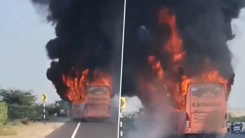 Jaisalmer Bus Fire: राजस्थान के जैसलमेर में चलती बस में लगी आग, 10 से 12 लोगों के मौत की आशंका, भयावह वीडियो आया सामने; VIDEO
