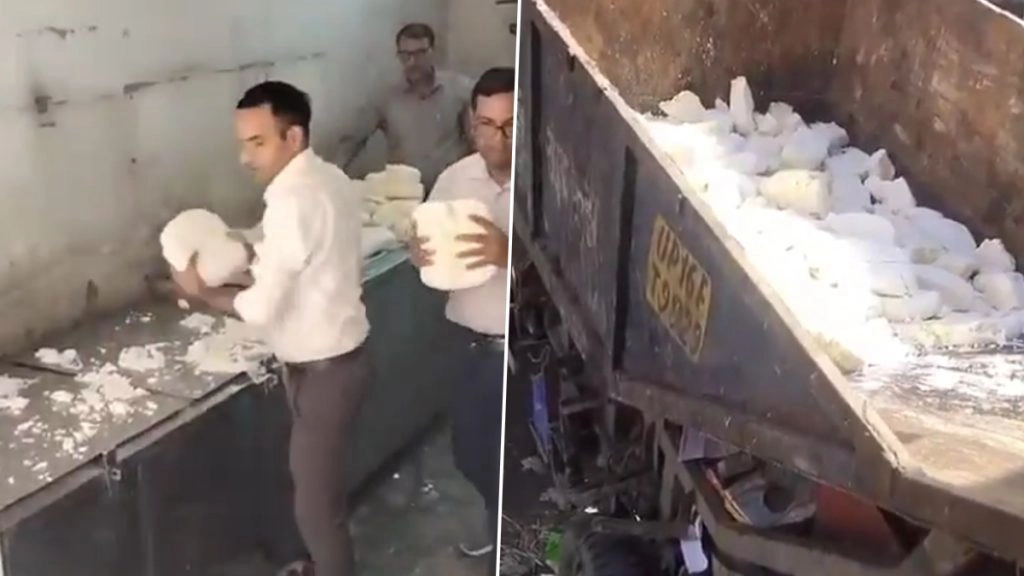 नोएडा में फूड सिक्योरिटी डिपार्टमेंट की कार्रवाई. जब्त किया गया मिलावटी पनीर.