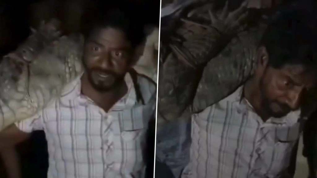 कोटा जिले के गांव में 8 फीट के मगरमच्छ को किया रेस्क्यू.