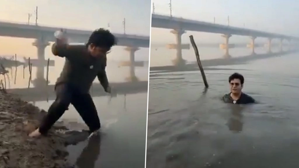 दिल्ली की यमुना नदी में वीडियो बनाते हुए बीजेपी के विधायक रविंदर सिंह नेगी नदी में गिरे.