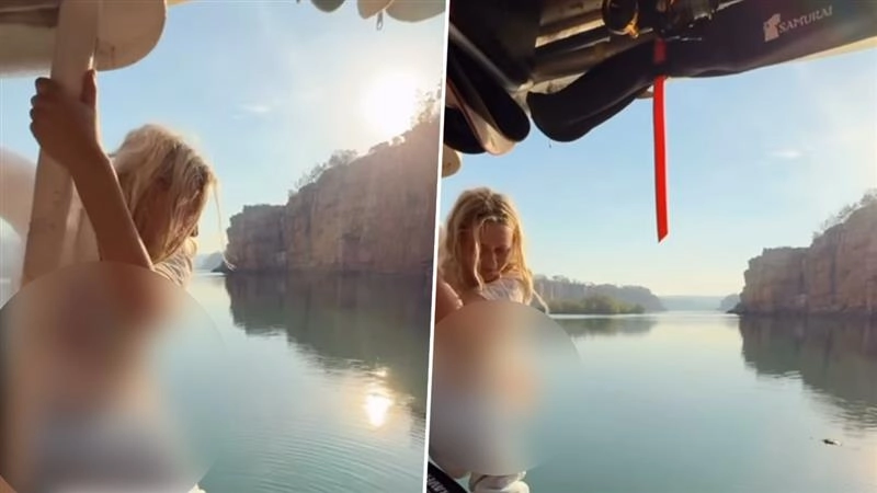 क्या अमेरिकी महिला ने उदयपुर की झील में Toilet किया?