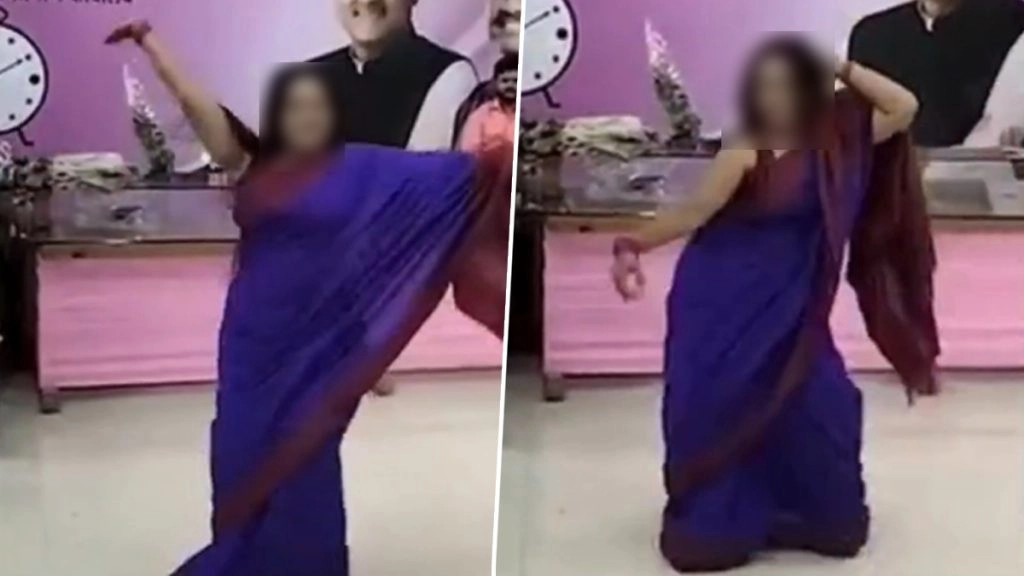 नागपुर के राष्ट्रवादी कांग्रेस अजित पवार गुट के ऑफिस में महिला कार्यकर्ता ने किया डांस.