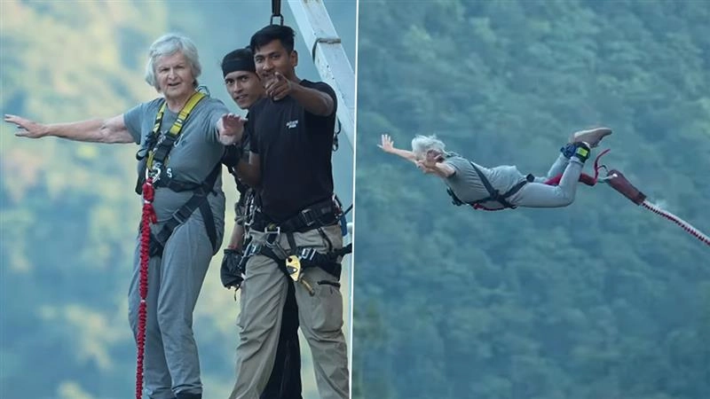 Viral Video: 82 वर्षीय महिला ने ऋषिकेश में भारत के सबसे ऊंचे बंजी जंपिंग पॉइंट से लगाई छलांग, स्टंट से पहले डांस करके जीता दिल