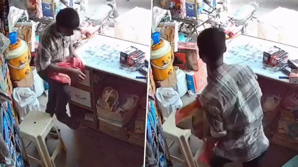 MP के छतरपुर में दिनदहाड़े इलेक्ट्रॉनिक्स दुकान से 7 लाख रुपये की चोरी, CCTV में कैद हुआ नाबालिग चोर