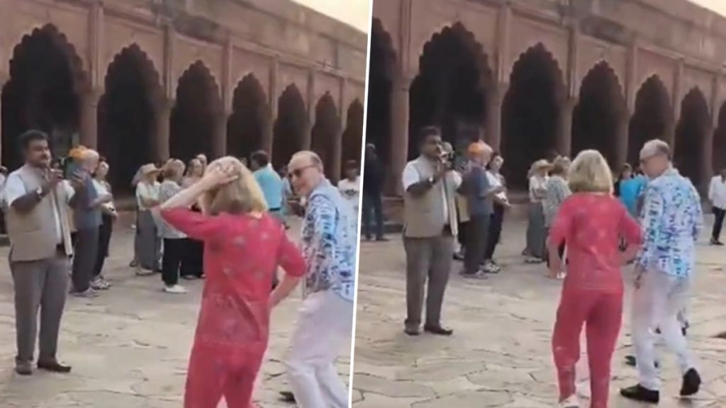 ताजमहल में नियम तोड़कर विदेशी महिला ने किया डांस, सुरक्षा पर उठे सवाल; VIDEO
